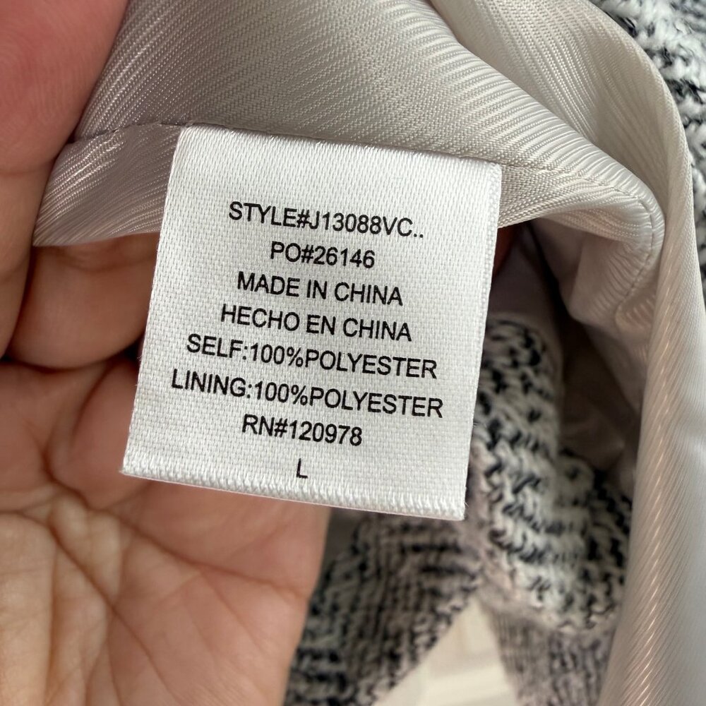 Vici Tayshia Heather Grey and White Herringbone Tweed Blazer Coat - Large - Picture 13 of 15